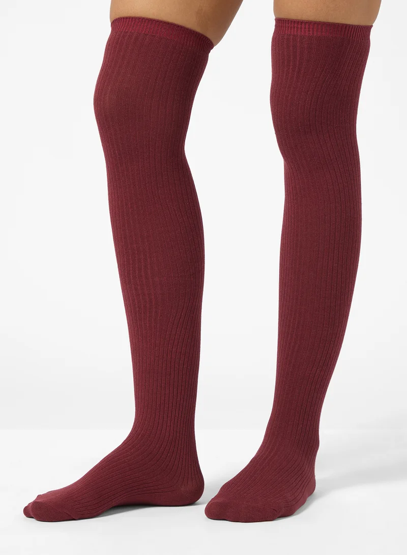 Ginger Over The Knee Solid Socks