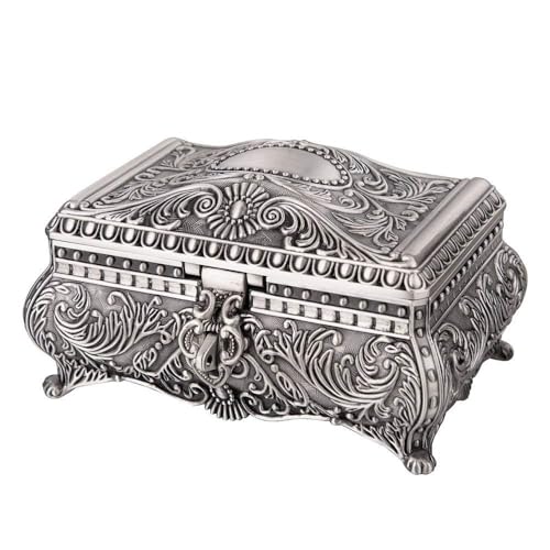 Feyarl Vintage Jewelry Trinket Box Earring Ring Treasure Chest Case Necklace Organizer Storage Decorative Keepsake Box for Woman Christmas Gift Home Deco(6.7 x 4.7 x 3.5 inch) - Image 1