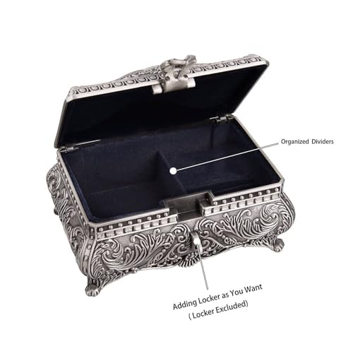 Feyarl Vintage Jewelry Trinket Box Earring Ring Treasure Chest Case Necklace Organizer Storage Decorative Keepsake Box for Woman Christmas Gift Home Deco(6.7 x 4.7 x 3.5 inch) - Image 4