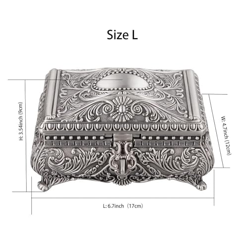 Feyarl Vintage Jewelry Trinket Box Earring Ring Treasure Chest Case Necklace Organizer Storage Decorative Keepsake Box for Woman Christmas Gift Home Deco(6.7 x 4.7 x 3.5 inch) - Image 2