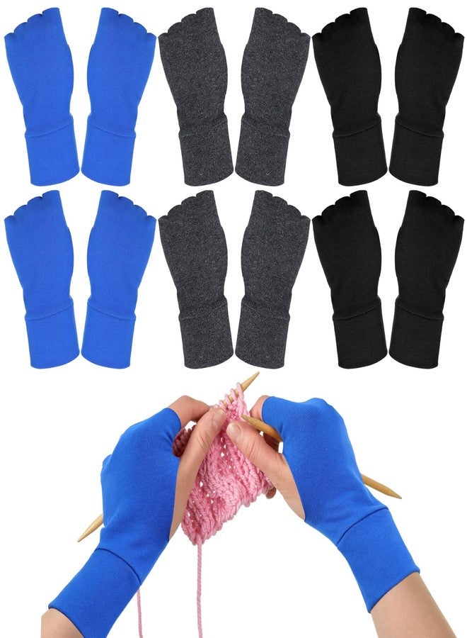 Twistover 6 Pairs Crochet Stress Relief Gloves for Pain Fingerless Arthritis Compression Lightweight Hand Gloves with Finger Holes for Women Men Crocheting Craft Sewing Typing Daily - Image 1