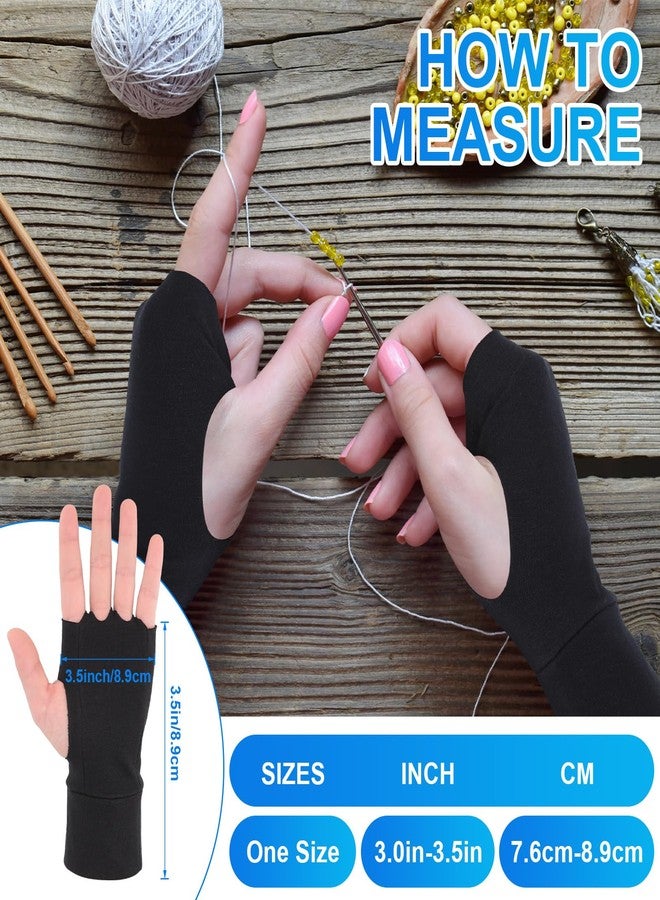 Twistover 6 Pairs Crochet Stress Relief Gloves for Pain Fingerless Arthritis Compression Lightweight Hand Gloves with Finger Holes for Women Men Crocheting Craft Sewing Typing Daily - Image 2