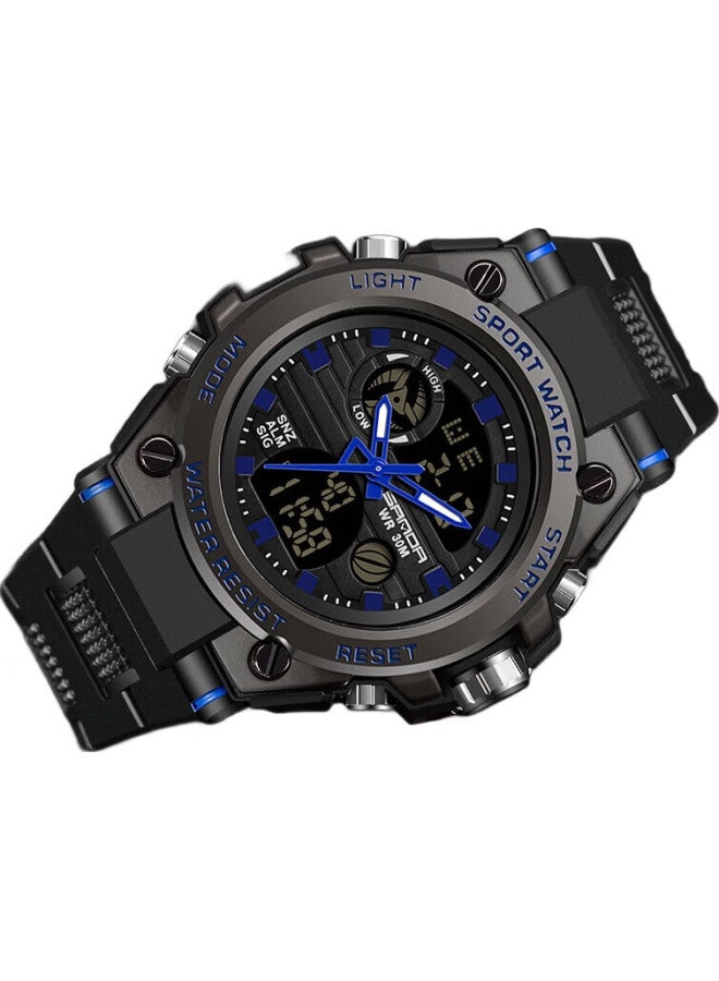 Sanda Men'S Watch For Students, Sports, Teenagers, Middle And High School Students, Alarm Clock, Electronic Watch, Back-To Gift, 739 Black And Blue - Image 1