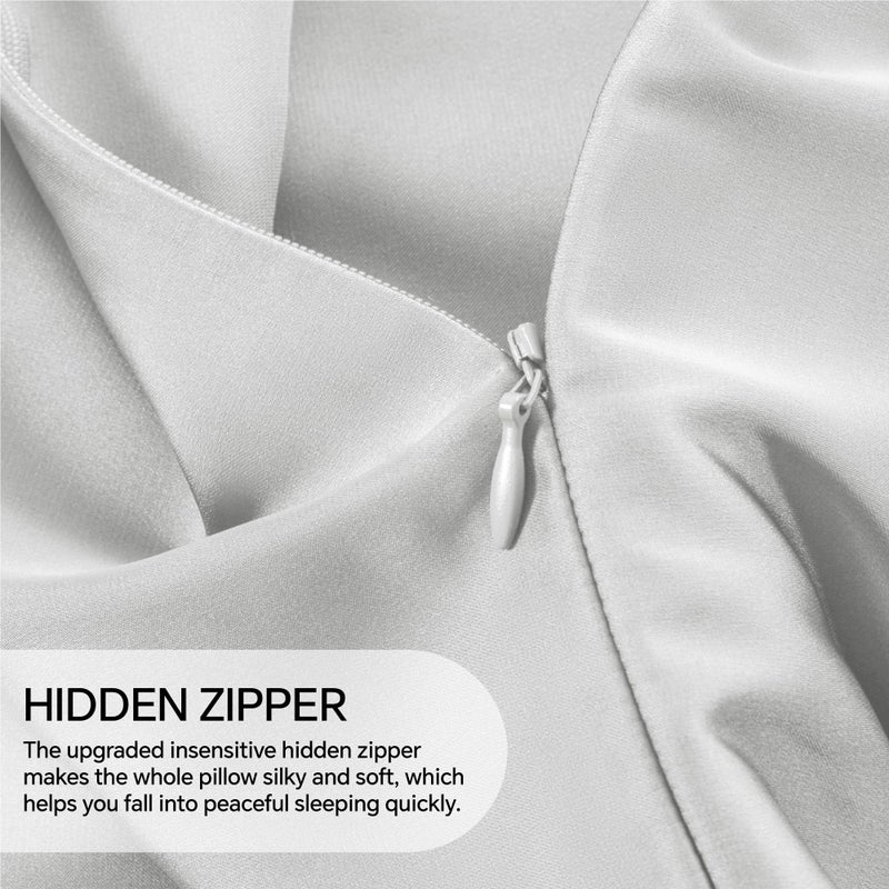 INFIIXSO Mulberry Silk Pillowcase for Hair and Skin  Silk Pillow Cases Standard Size with Hidden Zipper 20x26 Inches  Ultra Smooth and Soft Cooling Pillow Cases for Hot Sleepers(Light Grey  1 Pack) - Image 5
