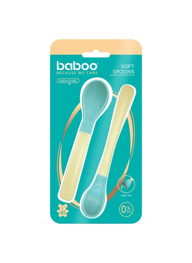 Baboo ملاعق سيليكون ناعمة - لاغون فييستا - 2 قطعة - 4 شهور وما فوق - Image 1