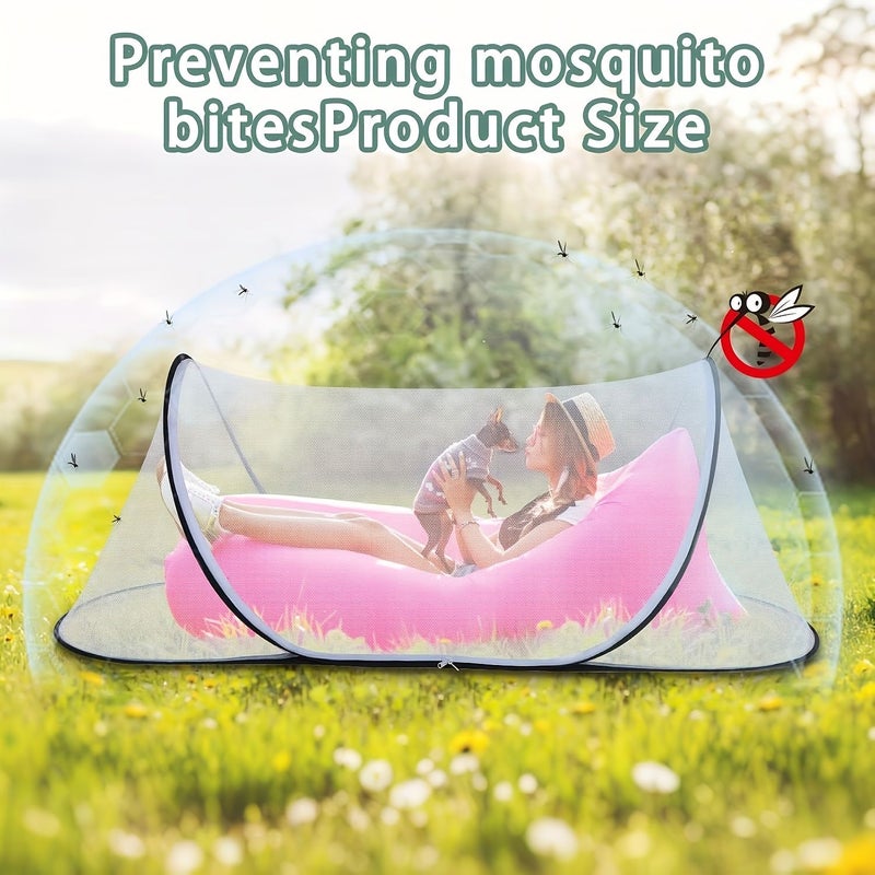 White Pop Up Mosquito Net Bed Lightweight Foldable Portable Camping Tent With Zippered Entrance And Windows Easy Quick Setup For Travel Outdoors Spring Outings - Image 3
