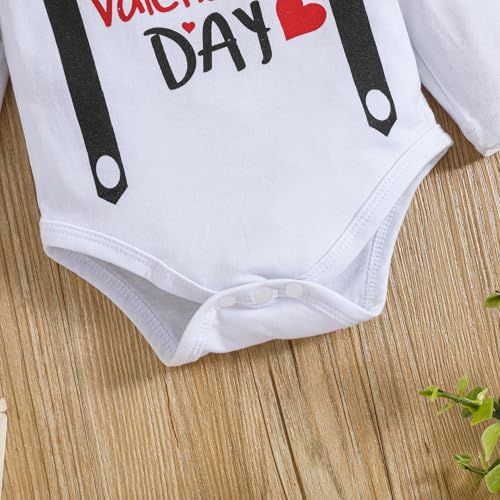 ODIMAME My 1St Valentines Baby Boy Outfits 12-18 Months Infant Romper Clothes Pants Set Cute Hat Red 100cm - Image 4