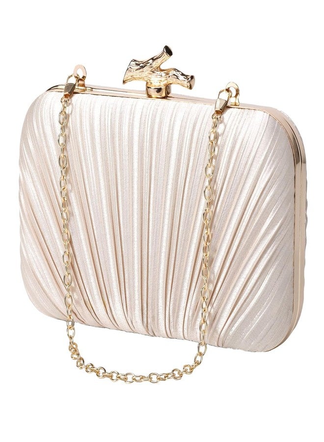 MR. MR Gold Clutch Purses for Women Evening Bag Satin Pleated Evening Bags for Women Formal Wedding Cocktail Party Prom Purse - Image 2