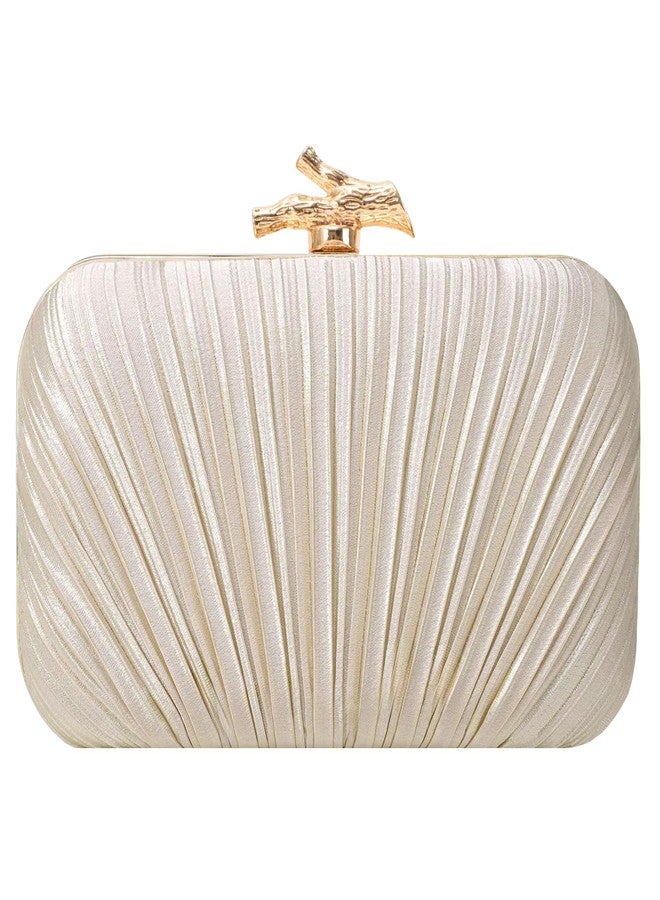 MR. MR Gold Clutch Purses for Women Evening Bag Satin Pleated Evening Bags for Women Formal Wedding Cocktail Party Prom Purse - Image 1