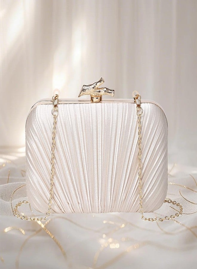 MR. MR Gold Clutch Purses for Women Evening Bag Satin Pleated Evening Bags for Women Formal Wedding Cocktail Party Prom Purse - Image 4