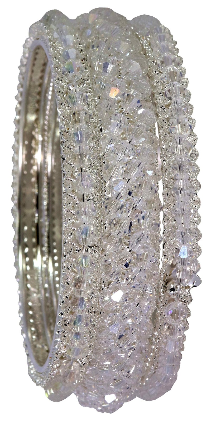 NMII Stylish Pearls Alloy Metal Kada Bangles Set For Women and Girls | Fancy Metal Bangles | Trendy Design Bangles For Girls | Wedding, Party, Shadi Fashion Jewellery Silver bangles (MAH66-Silver-2.8) - Image 5