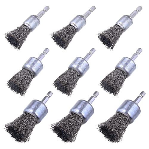 WENORA 9 Pcs Wire Brush Wheel for Drill, Wire Brush for Drill 1-Inch Crimped End Wire Brushes 1/4" Hex Shank for Paint-Surface and Small Spaces - Image 5