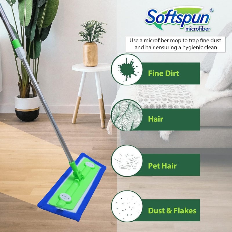 SOFTSPUN استبدال ممسحة تنظيف مبللة وجافة من ميكروفايبر SOFTSPUN مع مشبك أزرق 18 بوصة - Image 4