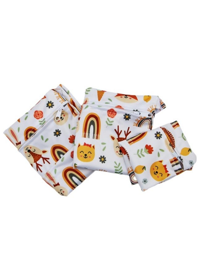 أسينابي حقيبة حفاضات قماشية من Asenappy، 3 قطع، مقاومة للماء وقابلة لإعادة الاستخدام، مع جيبين بسحاب، مناسبة للسفر والشاطئ وحمام السباحة ورعاية الأطفال ومستلزمات اليوجا والجيم، مناسبة لملابس السباحة أو الملابس المبللة (لون ثعلب قوس قزح) - Image 2