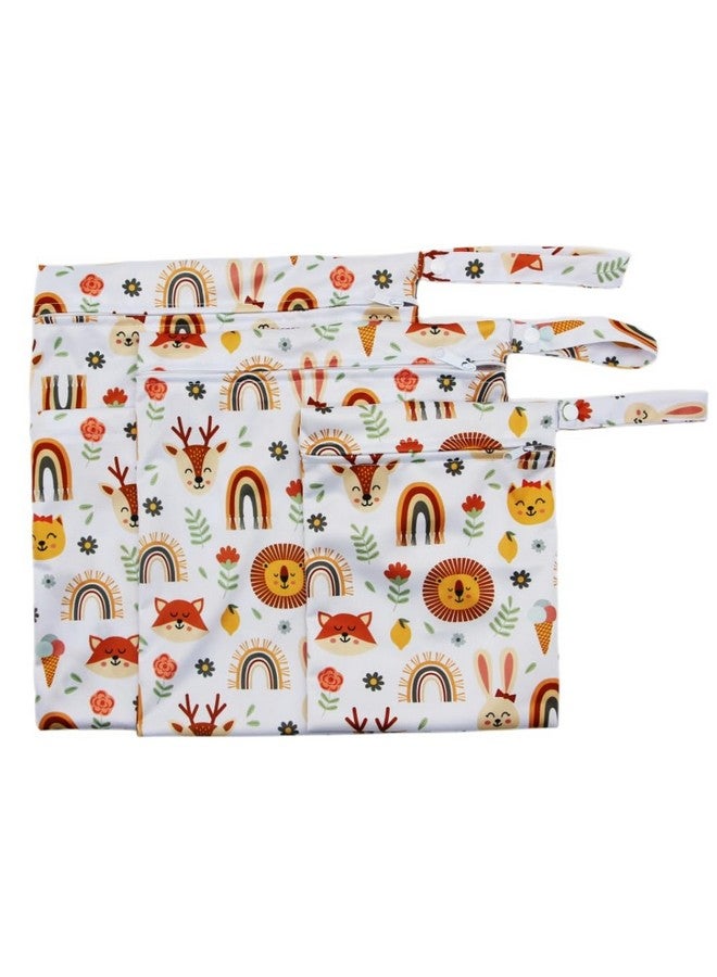 أسينابي حقيبة حفاضات قماشية من Asenappy، 3 قطع، مقاومة للماء وقابلة لإعادة الاستخدام، مع جيبين بسحاب، مناسبة للسفر والشاطئ وحمام السباحة ورعاية الأطفال ومستلزمات اليوجا والجيم، مناسبة لملابس السباحة أو الملابس المبللة (لون ثعلب قوس قزح) - Image 3
