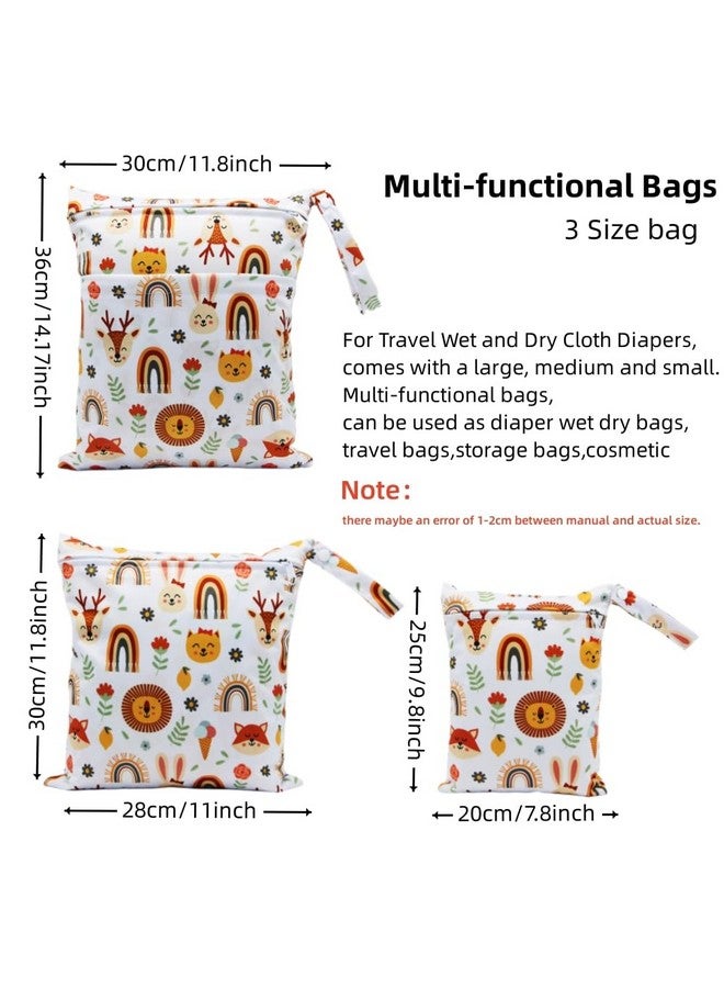 أسينابي حقيبة حفاضات قماشية من Asenappy، 3 قطع، مقاومة للماء وقابلة لإعادة الاستخدام، مع جيبين بسحاب، مناسبة للسفر والشاطئ وحمام السباحة ورعاية الأطفال ومستلزمات اليوجا والجيم، مناسبة لملابس السباحة أو الملابس المبللة (لون ثعلب قوس قزح) - Image 1