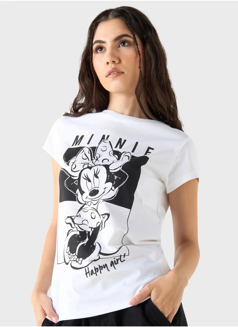 SP Characters Minnie Mouse Print T-Shirt