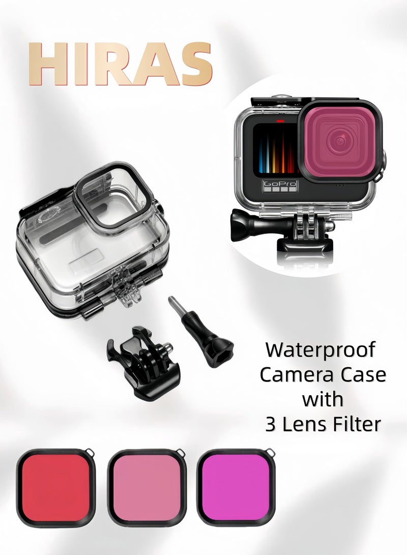 Hiras Waterproof Camera Case with 3 Lens Filter for GoPro Hero 12/11/10/9, Underwater Dive Case 50m Waterproof Protection, Action Camera Accessory - Image 1