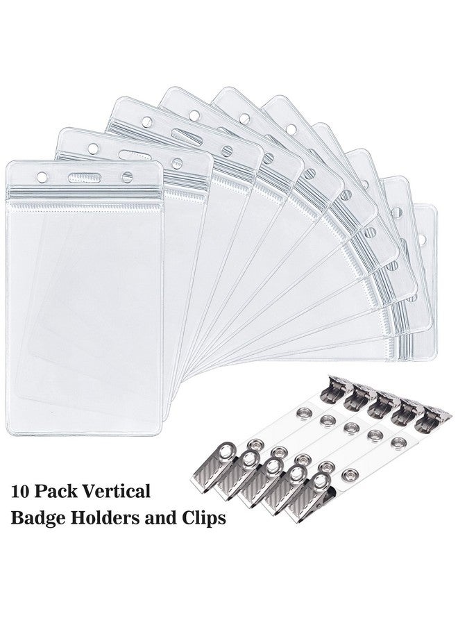 Kaptron Id Badge Holder With Metal Badge Clips Waterproof Sealable Clear Plastic Vertical Id Card Holder For Work Id Key Card Driver’S License (Vertical 10 Pack) - Image 2