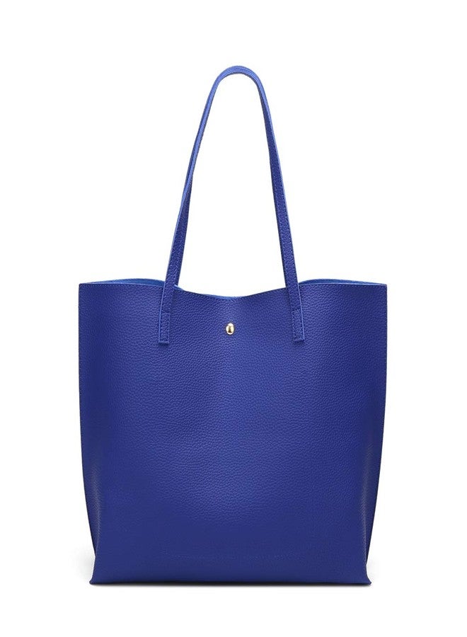 Dreubea Women's Soft Faux Leather Tote Shoulder Bag from, Big Capacity Tassel Handbag Royal Blue - Image 3