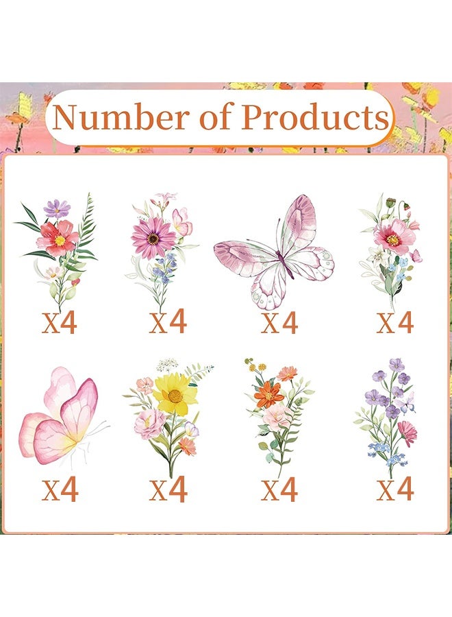 Wildflower Birthday Party Decorations - 32PCS Butterfly and Flower Baby Shower Cupcake Toppers Floral Baby in Bloom Cupcake Picks Decoration for Girls Women - Image 3