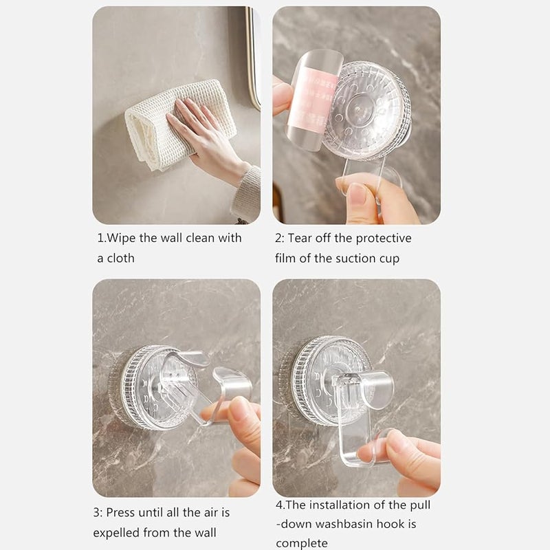 Transparent Strong Adhesive Wall Hook For Bathroom Organization Holds Basins No Drilling - Image 4