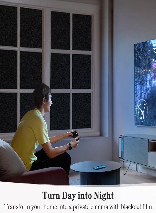 DUOFIRE Blackout Window Film Completely Light Blocking Privacy Window Film Room Darkening Frosted Tint Films for Day Sleep, Non Adhesive Static Cling Films DT-C009 (11.8x78.7Inch) - Image 3