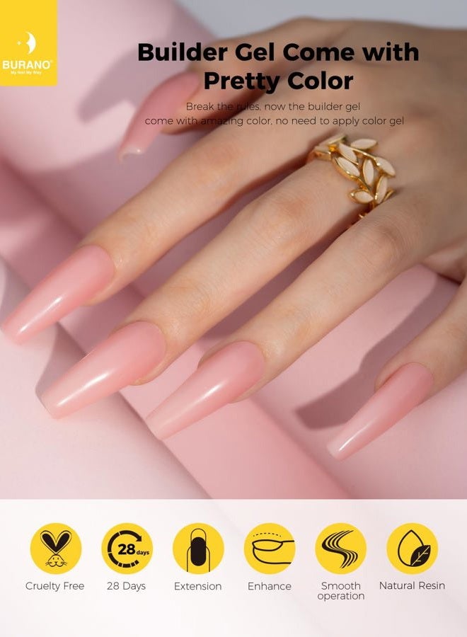 BURANO 5 in 1 Builder Base Gel 0.5 oz, Builder Gel for Nails Hard Gel Nail Extension Quick Building Gel, Builder Gel in a Bottle for Nail Pro & Beginner (Nude Pink) - Image 2