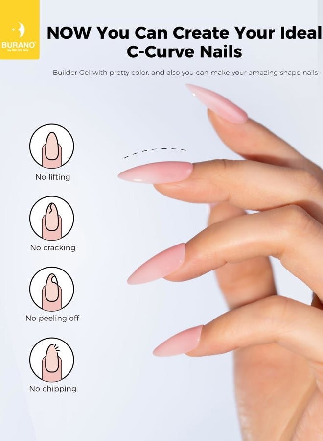 BURANO 5 in 1 Builder Base Gel 0.5 oz, Builder Gel for Nails Hard Gel Nail Extension Quick Building Gel, Builder Gel in a Bottle for Nail Pro & Beginner (Nude Pink) - Image 3