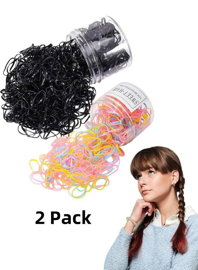 Mini Elastic Hair Ties – Soft Rubber Bands for Baby Girls & Kids | No Pull Ponytail Holders | Gentle, Durable Polybands（2Pack：Mixing colors and black） - Image 1
