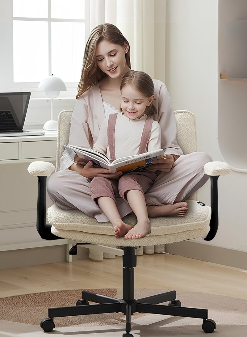 DROGO Criss Cross Legged Office Chair for Work at Home, Breathable Fabric, Flip up Armrest, Adjustable Height & Tilt Lock Recline Accent Chair for Long Hours Sitting Comfort | Swivel Computer Chair for Home Office Beige  - Image 2