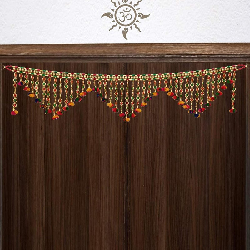 CREYENTES Handmade Fine Art Multi Zula Jummar Pearl Plastic Beads Door HangingBandarwalToran Garlands for HouseMandirTemple Decorations 3 Feet JUMMAR - Image 1