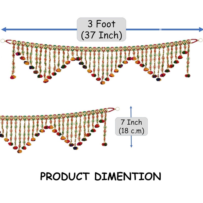 CREYENTES Handmade Fine Art Multi Zula Jummar Pearl Plastic Beads Door HangingBandarwalToran Garlands for HouseMandirTemple Decorations 3 Feet JUMMAR - Image 2