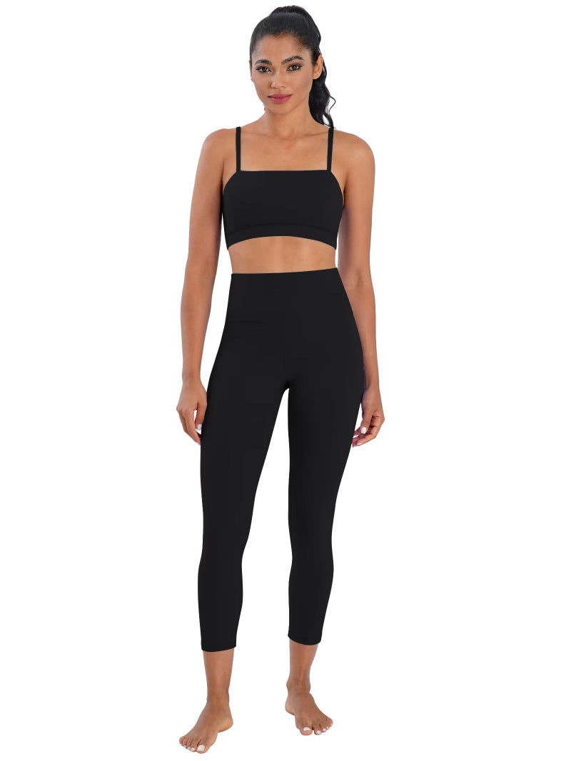 Sunzel Sunzfly Capri Leggings for Women, High Waisted Yoga Pants with Tummy Control for Workout Running Gym 21" Black Medium - Image 5