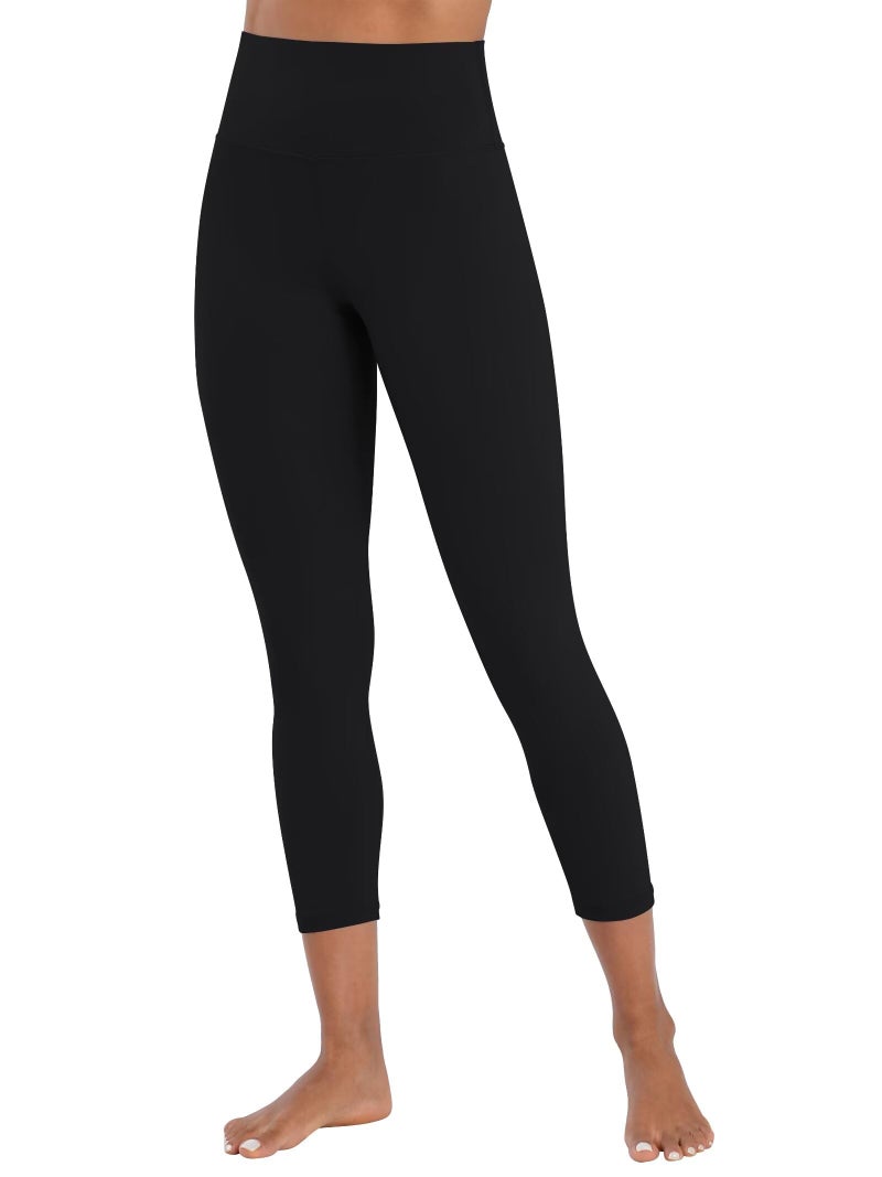 Sunzel Sunzfly Capri Leggings for Women, High Waisted Yoga Pants with Tummy Control for Workout Running Gym 21" Black Medium - Image 2