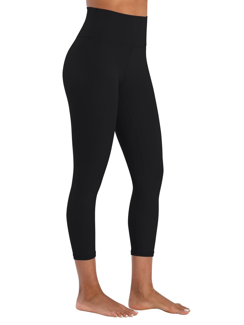 Sunzel Sunzfly Capri Leggings for Women, High Waisted Yoga Pants with Tummy Control for Workout Running Gym 21" Black Medium - Image 4