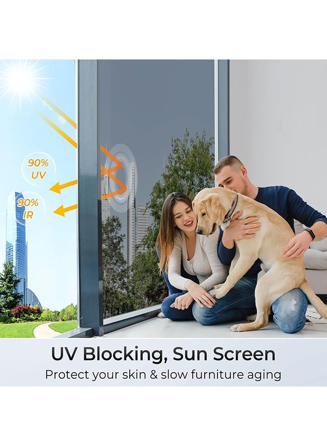 YelaJoy One Way Window Privacy Film, Window Tint for Home, Sun Blocking UV Heat Blocker, See Out Not in Reflective Mirror Film, Removable Static Cling Glass Door Cover, Black Silver, 60X200CM - Image 2