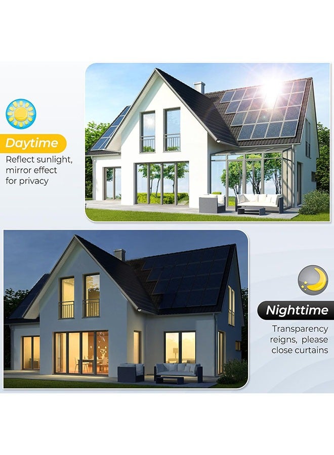 YelaJoy One Way Window Privacy Film, Window Tint for Home, Sun Blocking UV Heat Blocker, See Out Not in Reflective Mirror Film, Removable Static Cling Glass Door Cover, Black Silver, 60X200CM - Image 4