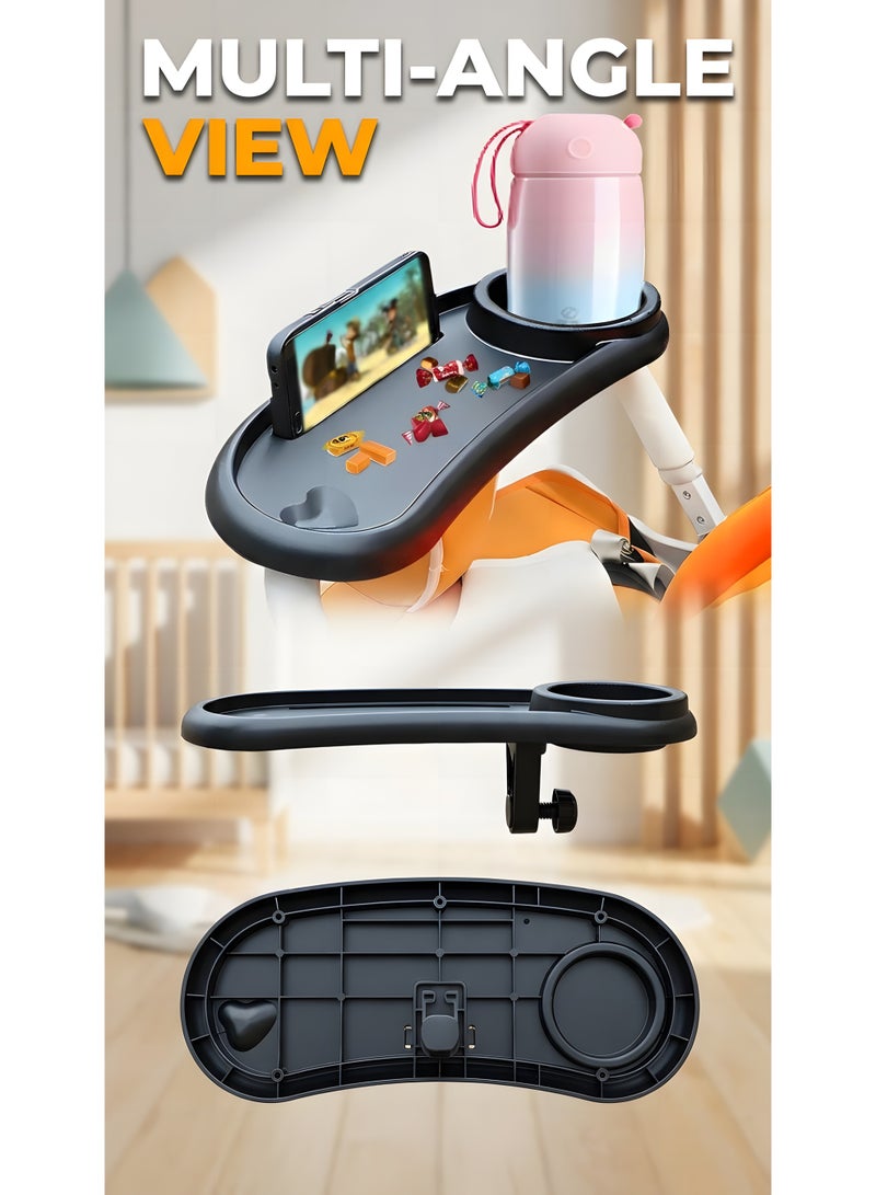 Beauenty Stroller Tray with Cup Holder,Universal Stroller Snack Tray/Stroller Cup,Multifunctional Child Snack Tray Stroller Organizer for Convenient Outings And Traveling,Stroller Accessories - Image 5