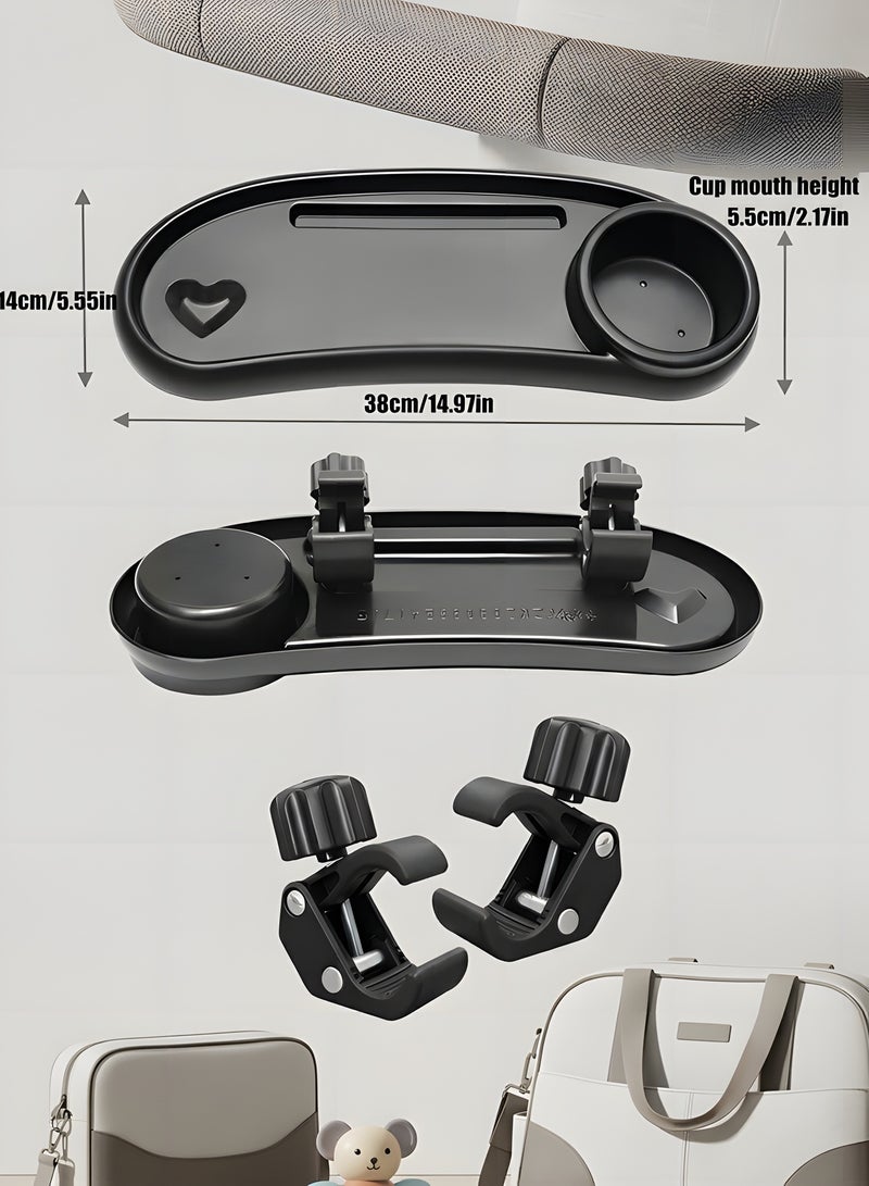 Beauenty Stroller Tray with Cup Holder,Universal Stroller Snack Tray/Stroller Cup,Multifunctional Child Snack Tray Stroller Organizer for Convenient Outings And Traveling,Stroller Accessories - Image 5