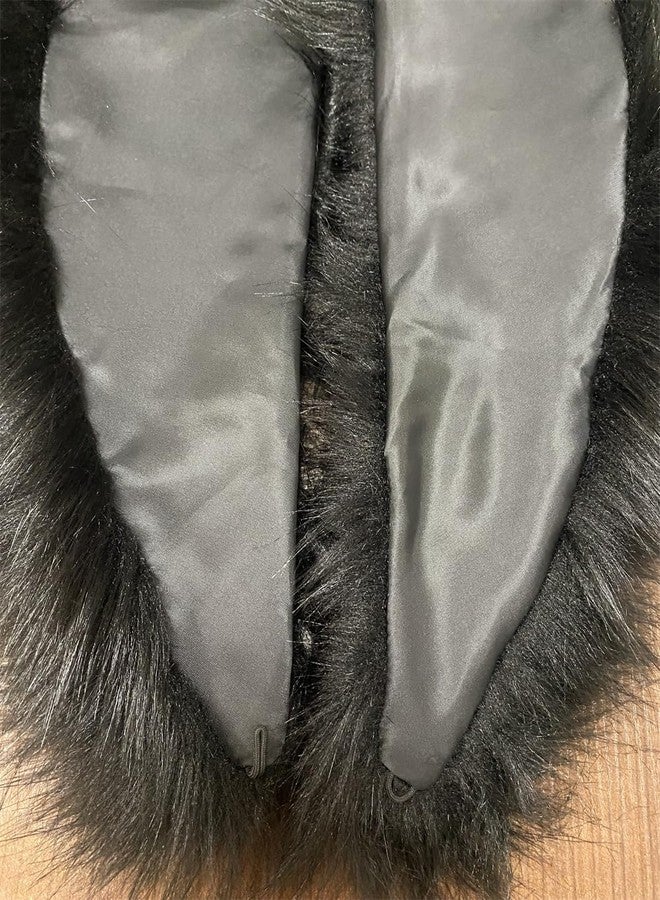 LDFWAY Women's Faux Fur Collar Scarf Wrap Stole Shawl Winter Neck Warmer (Black 100cm/39.4inch) - Image 4