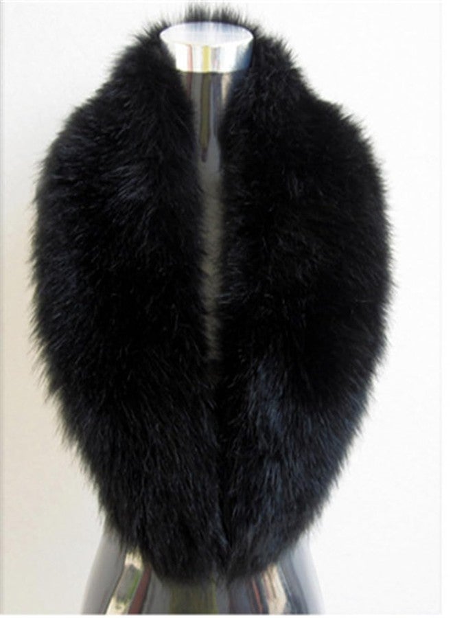LDFWAY Women's Faux Fur Collar Scarf Wrap Stole Shawl Winter Neck Warmer (Black 100cm/39.4inch) - Image 3