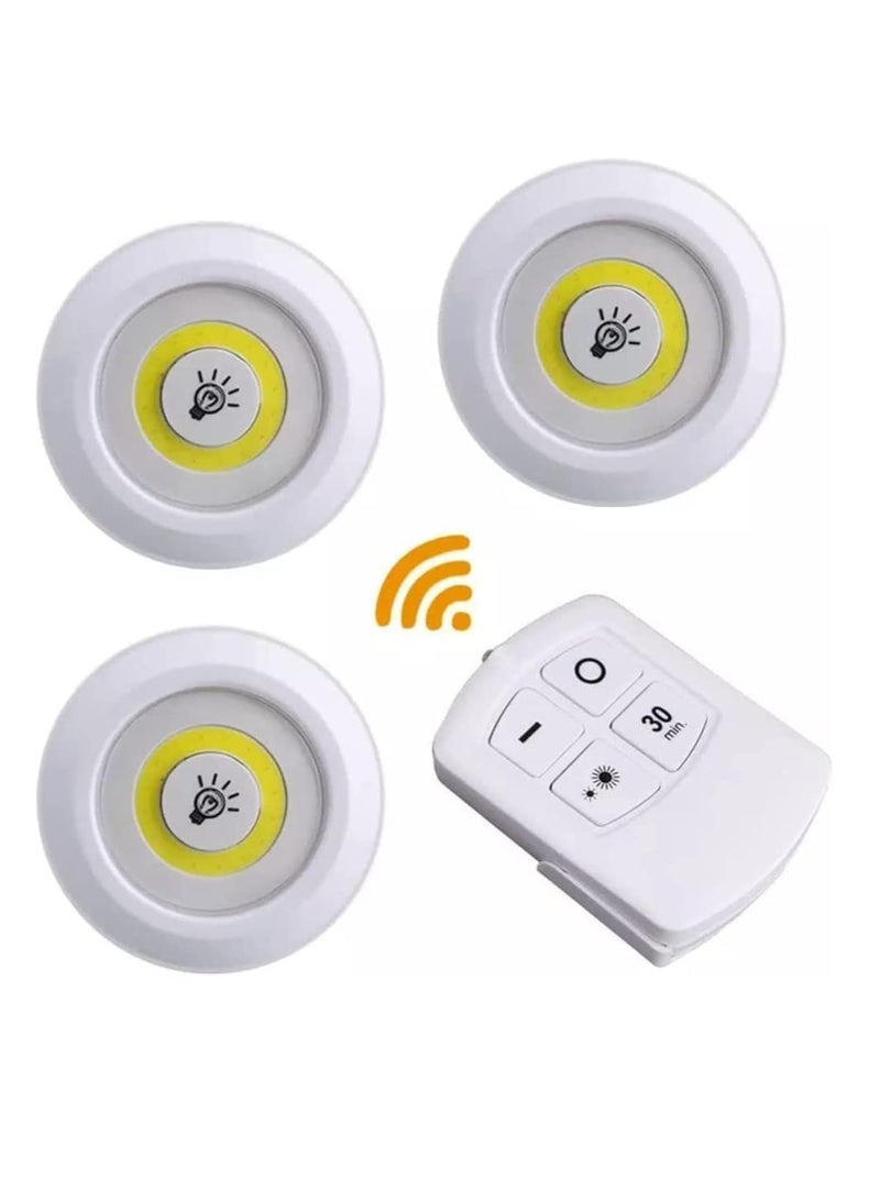 ELTRAZONE 3-Pack Wireless Under Cabinet LED Night Lamp with Remote Control – Touch Sensor, Dimmable, Brightness Adjustable, Battery Powered, Easy Installation Lights for Kitchen, Closet, Wall, Cabinet, Hallway, Bedroom – Warm White Lighting  - Image 1