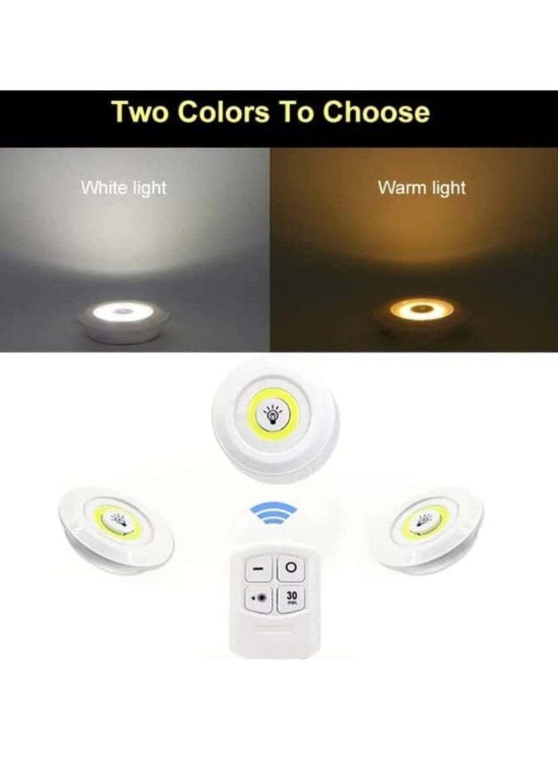 ELTRAZONE 3-Pack Wireless Under Cabinet LED Night Lamp with Remote Control – Touch Sensor, Dimmable, Brightness Adjustable, Battery Powered, Easy Installation Lights for Kitchen, Closet, Wall, Cabinet, Hallway, Bedroom – Warm White Lighting  - Image 2