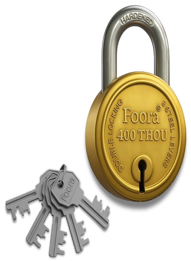 Foora 400 Thou Gold with 5 Keys - Heavy Duty Padlock for Home, Shutter & Gate Security - Image 1