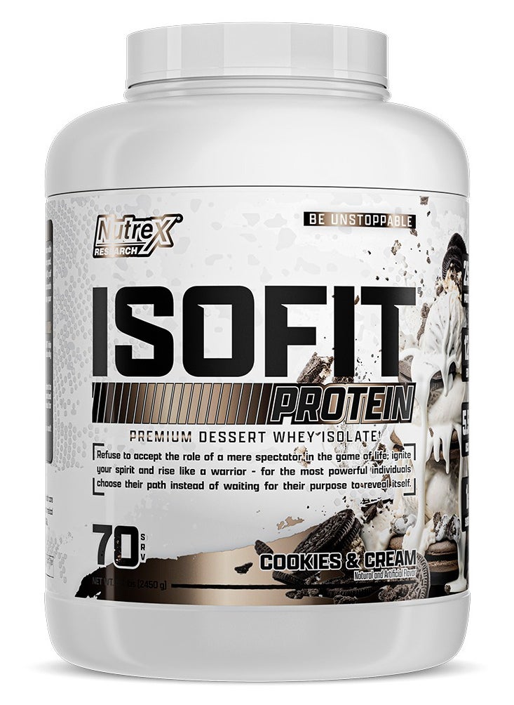 Nutrex Research IsoFit- Isolate Whey Protein Isolate Cookies & Cream 70 Servings 5.4 Lbs 2450 g 