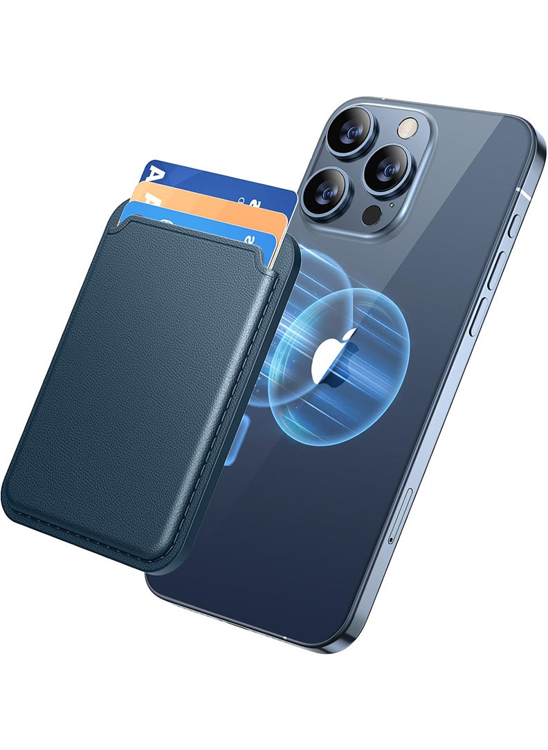 Theodor - Magnetic Wallet, Compatible with MagSafe Wallet, for iPhone Wallet, for iPhone 16/15/14/13/12 Series, Not for iPhone 13/12 mini, 3 Card Holder, Vegan Leather, Navy - aces 2 - Image 1