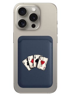 Magnetic Wallet, Compatible with MagSafe Wallet, for iPhone Wallet, for iPhone 16/15/14/13/12 Series, Not for iPhone 13/12 mini, 3 Card Holder, Vegan Leather, Navy - aces 2