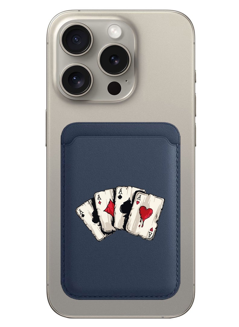 Theodor - Magnetic Wallet, Compatible with MagSafe Wallet, for iPhone Wallet, for iPhone 16/15/14/13/12 Series, Not for iPhone 13/12 mini, 3 Card Holder, Vegan Leather, Navy - aces 2 - Image 1