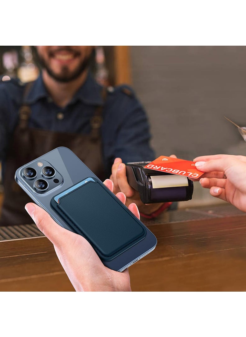 Theodor - Magnetic Wallet, Compatible with MagSafe Wallet, for iPhone Wallet, for iPhone 16/15/14/13/12 Series, Not for iPhone 13/12 mini, 3 Card Holder, Vegan Leather, Navy - aces 2 - Image 1